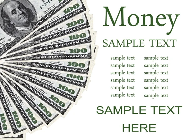 Heap de notas de 100 dólares isoladas em fundo branco - Money co — Fotografia de Stock