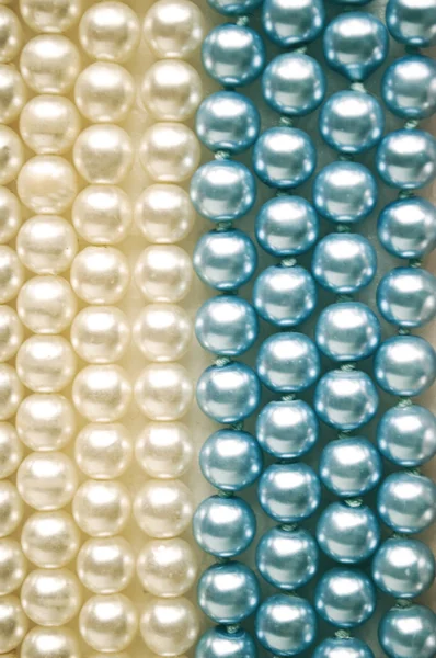 Blue and white pearls macro — Stock Photo, Image