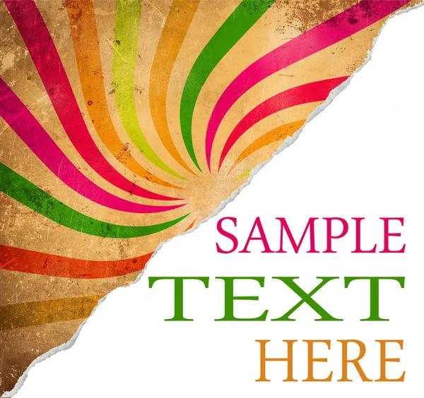 Colorful retro background with teared corner for your text space — Stock Photo, Image