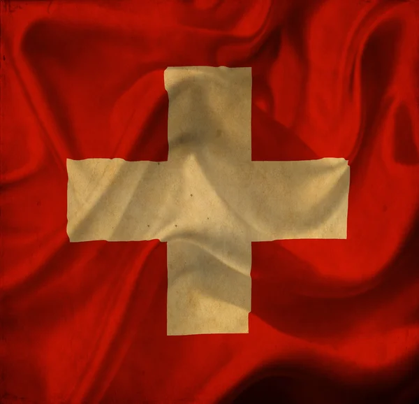 Swiss wuivende vlag — Stockfoto