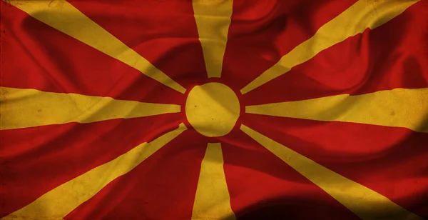 Macha flagą Macedonii — Zdjęcie stockowe