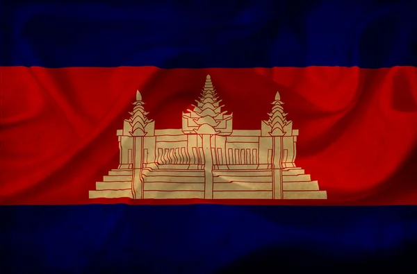 Камбоджа размахивает флагом — стоковое фото