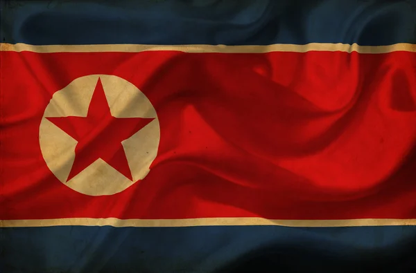 북한 흔들며 깃발 — 스톡 사진