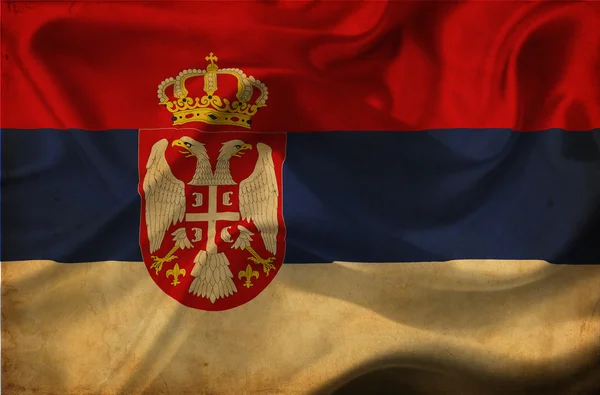 Srbsko vlající vlajka — Stock fotografie