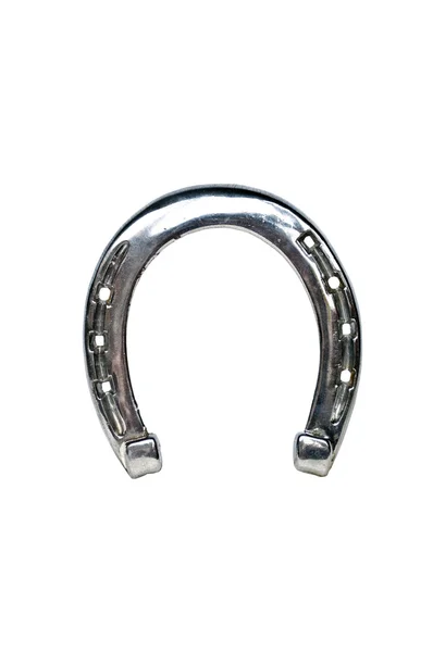 Acél horseshoe elszigetelt fehér — Stock Fotó