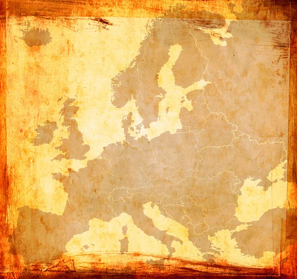 グランジ紙の上のヨーロッパの地図 — ストック写真