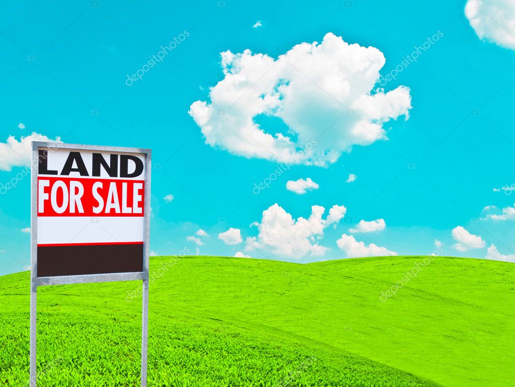 Land For Sale Sign On Empty Meadow Real Estate Conceptual Im Stock