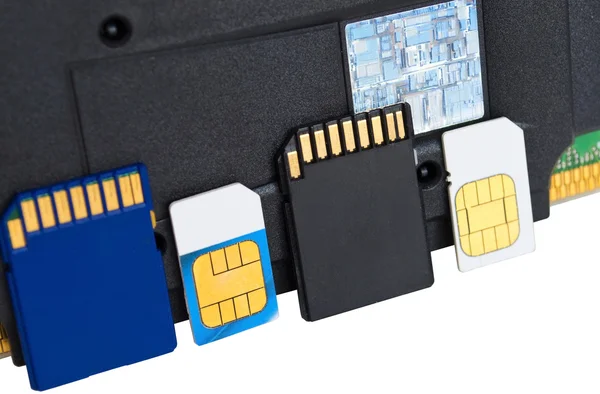 Set of various sim and memory cards — Stock Photo, Image