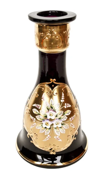 Vase mit goldenem Blumenmuster isoliert auf weiß — Stockfoto