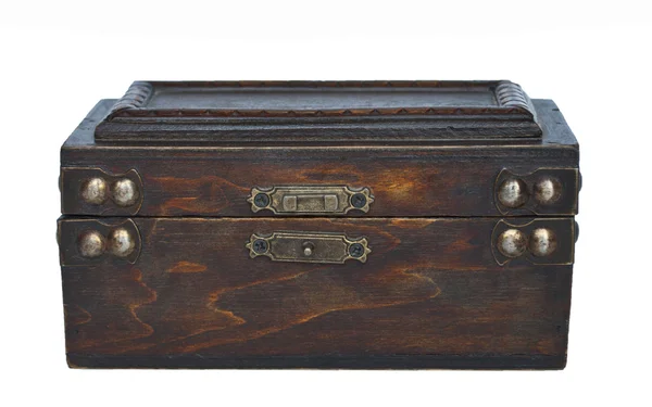 Antique wooden box isolated on white — Stock Photo, Image