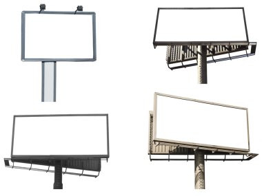 Set of empty billboards isolated on white background clipart