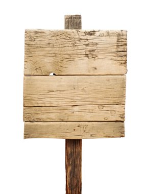 Old weathered wood sign isolated clipart