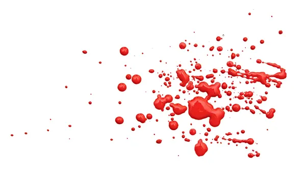 白地に赤いペンキ滴のクローズ アップ — ストック写真