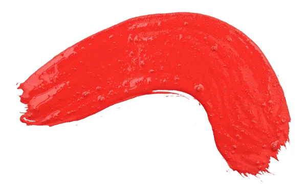 Röd stroke av den pensel som isolerad på vit — Stockfoto