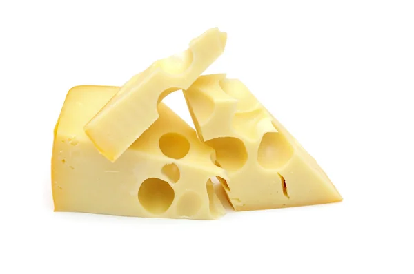 Stukje kaas geïsoleerd op een witte achtergrond — Stockfoto
