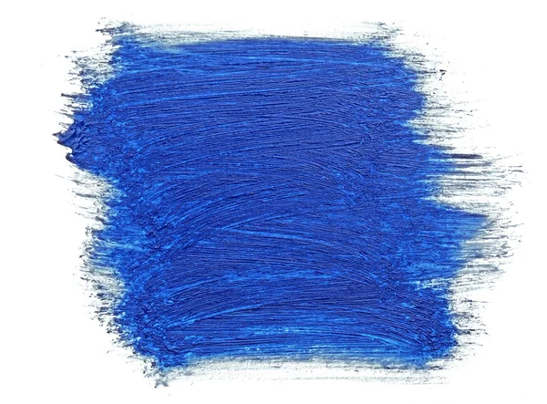 흰색에 분리 된 페인트 붓의 청색 획 — 스톡 사진