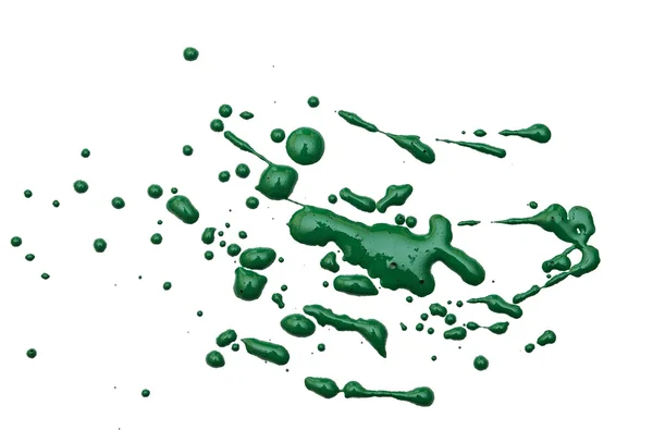 Πιτσιλίσματα πράσινο χρώμα που απομονώνονται σε λευκό φόντο — Φωτογραφία Αρχείου