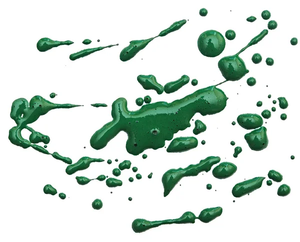 Groene splatter verf geïsoleerd op witte achtergrond — Stockfoto