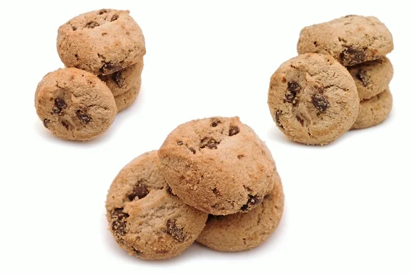 Chocolate chip cookies on a white background — Stock Photo, Image