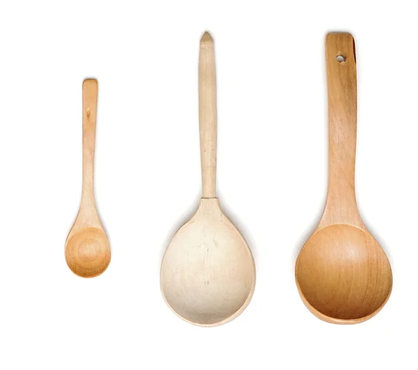 Set from wooden kitchen devices isolated on the white — Stock Photo, Image
