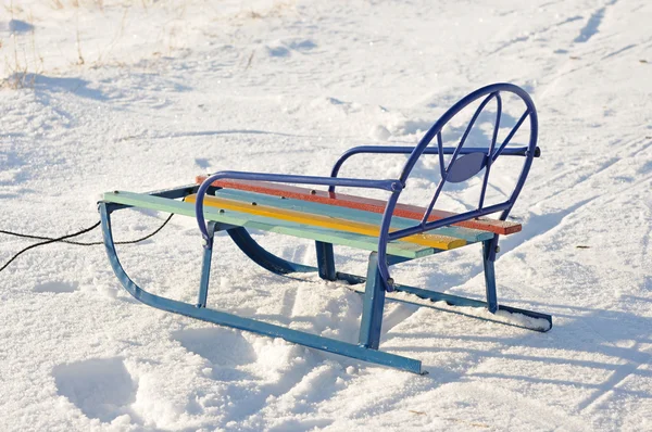 stock image Child winter sled