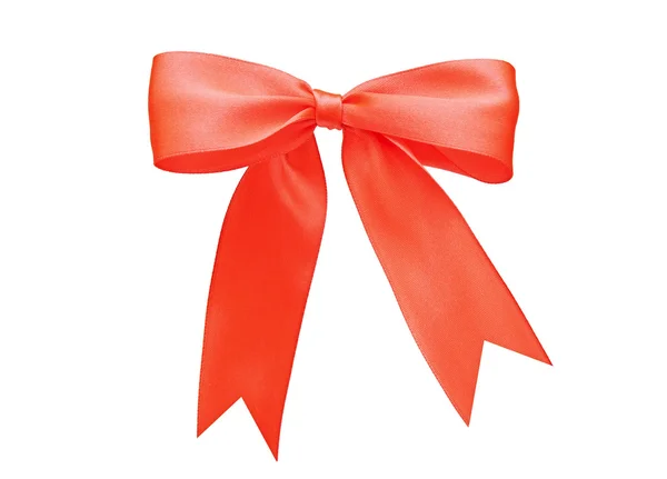 Red satin gift bow. Ribbon — Stock Photo, Image