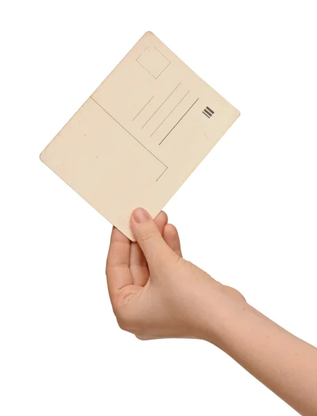 手でビンテージ空白カード — ストック写真