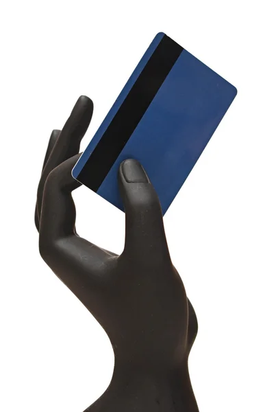 Kredi kartı elinde kukla — Stok fotoğraf