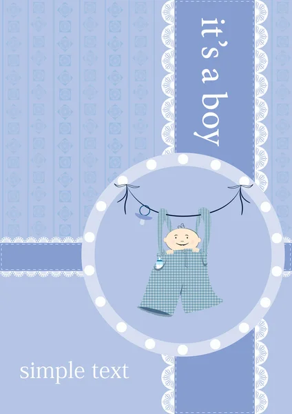 Erkek bebek duyuru kartı. vektör illüstrasyonu — Stok Vektör
