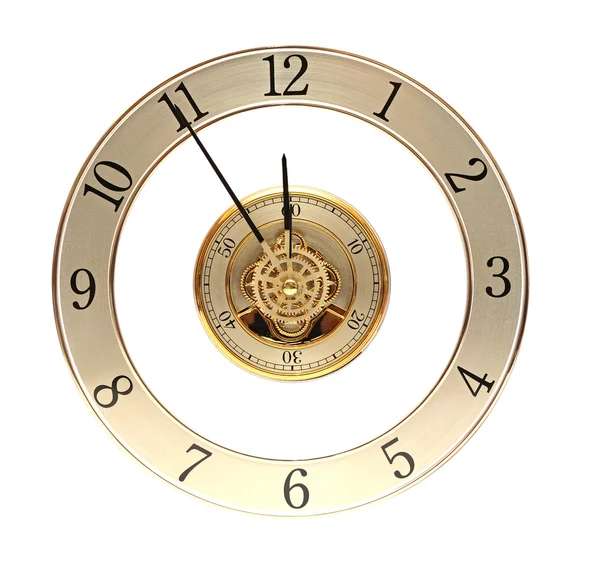 Крупный план золотые часы с шестернями — стоковое фото