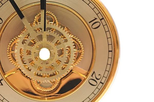 Primer plano reloj de oro con engranajes —  Fotos de Stock