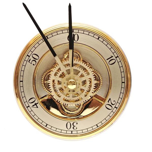 Closeup zlaté hodiny s koly — Stock fotografie