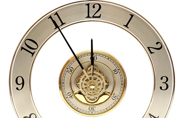 Closeup golden clock with gears — Stock Photo, Image