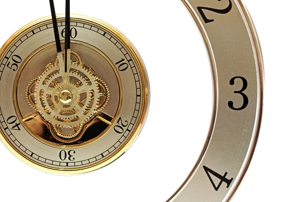 Närbild gyllene klocka med redskap — Stockfoto