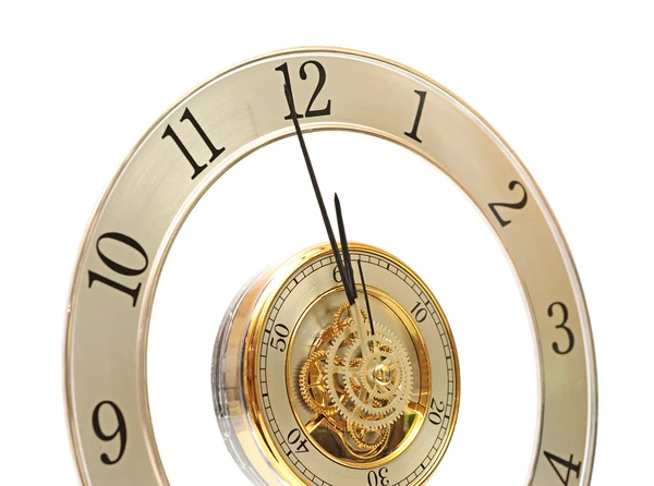 Goldene Uhr mit Zahnrädern — Stockfoto