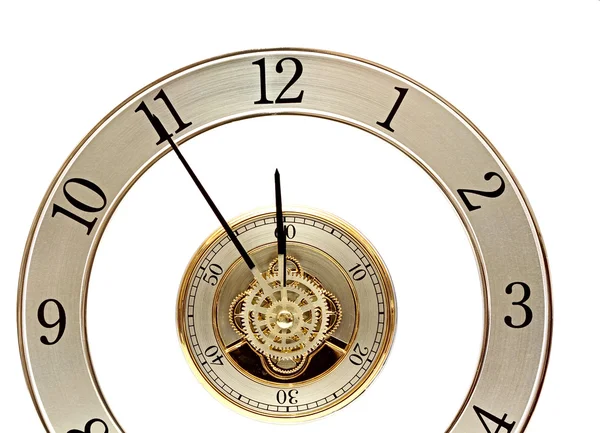 Horloge dorée avec engrenages — Photo