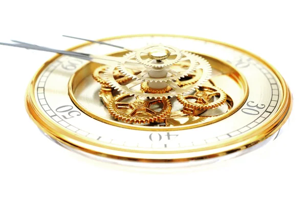 Reloj de oro con engranajes —  Fotos de Stock