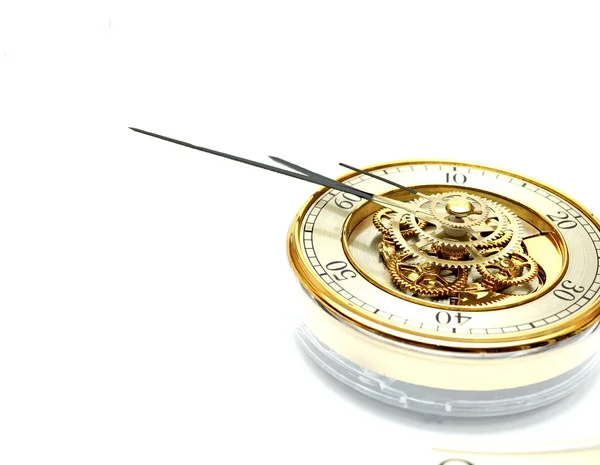 金色时钟与齿轮 — 图库照片