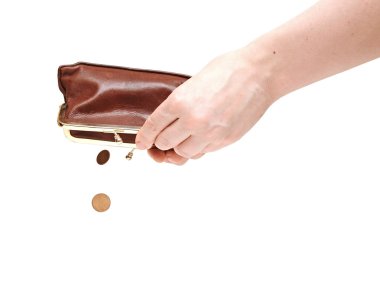 Hand holding empty wallet clipart