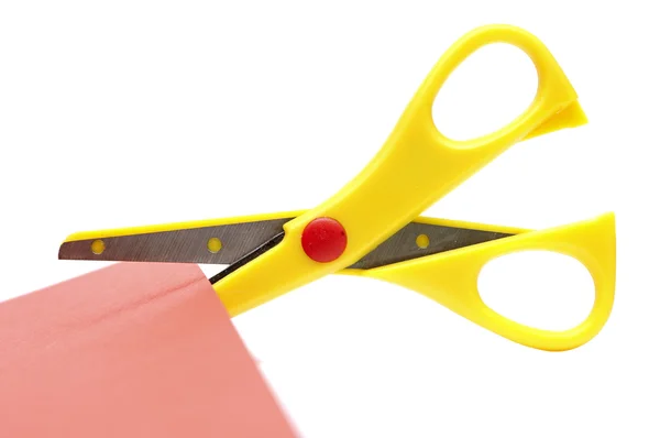 Yellow scissors isolated on a white background — Stock Photo, Image