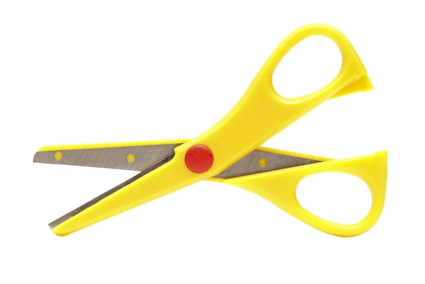 Žluté nůžky izolované na bílém pozadí — Stock fotografie