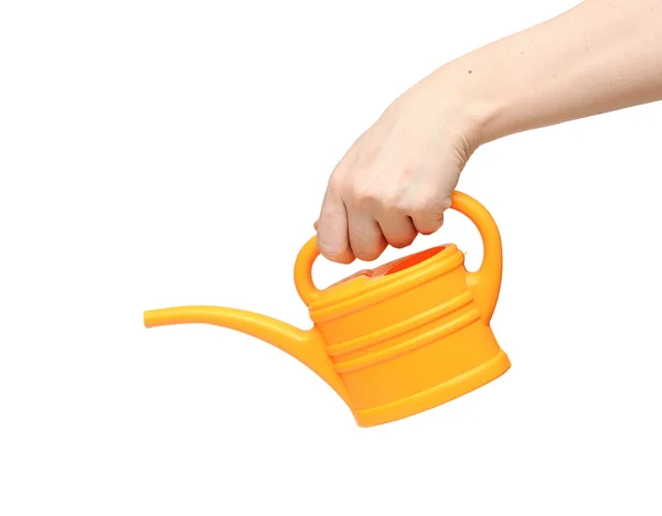 Hand holding watering can isolated — Stock Photo, Image