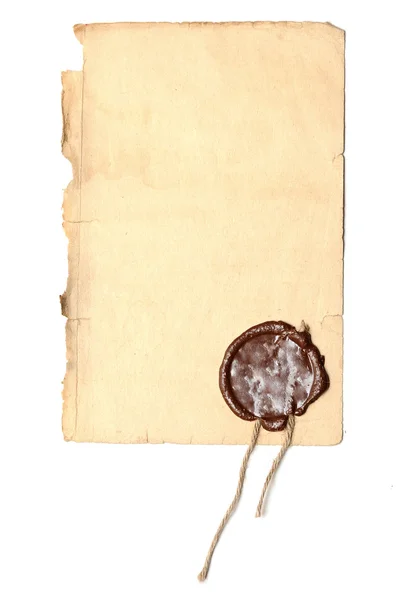 Old paper with a wax seal — Stock Photo, Image