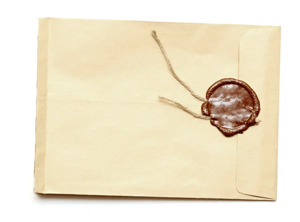 Rode wax zegel op gele envelop — Stockfoto