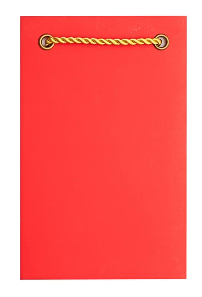Cartão de saudação em papel vermelho com corda de ouro — Fotografia de Stock