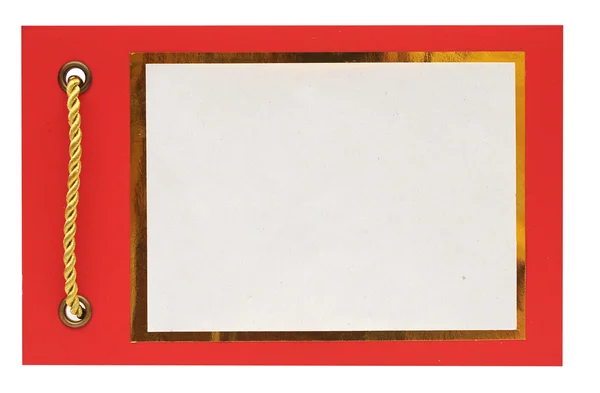 Carta regalo in bianco con corda d'oro. spazio per il testo — Foto Stock