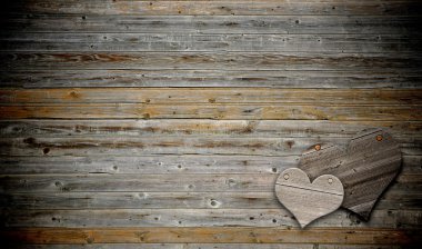 Two heart on wood background with copy space clipart