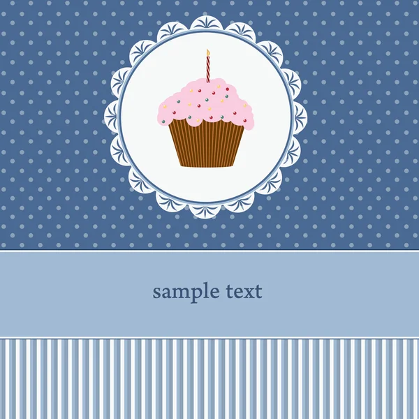 Tarjeta de cumpleaños con cupcake — Vector de stock