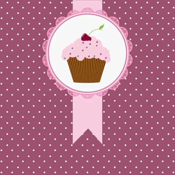 Verjaardag card met cherry cake — Stockvector