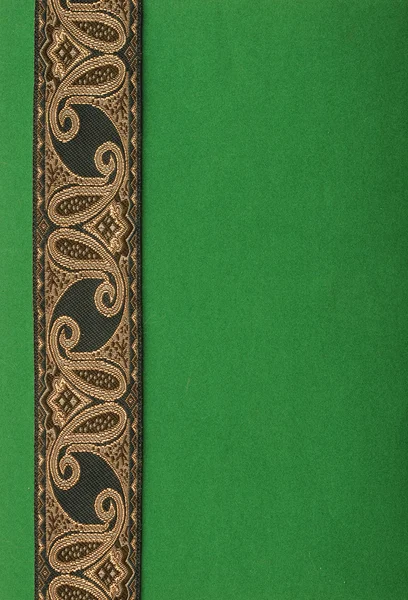 Grönbok bakgrund med antika band — Stockfoto